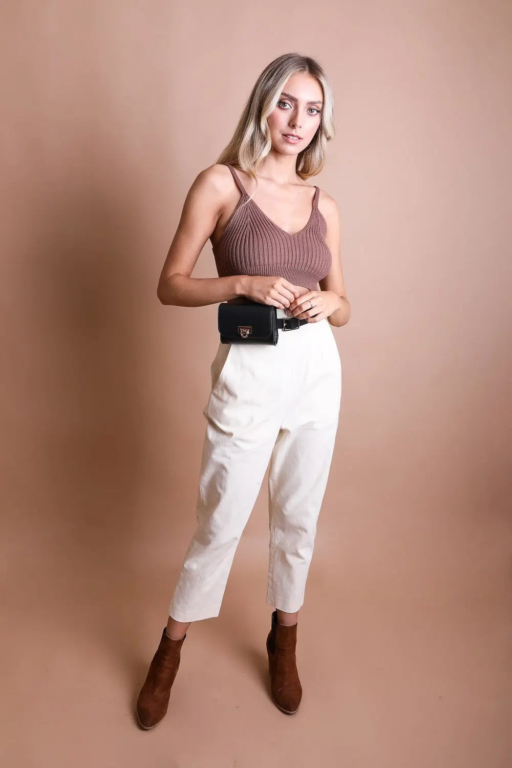 Mini Faux Leather Belt Bag – Chic with Gold Link Chain - Boho Clothing and Accessories - Flyclothing LLC