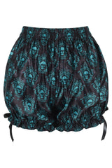 Daisy Corsets LIMITED EDITION Black & Teal Gothic Skull Print Bloomers - Daisy Corsets
