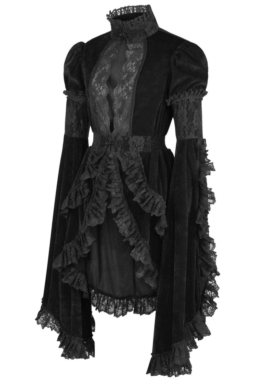 Daisy Corsets Black Velvet & Lace Ruffled Jacket - Daisy Corsets - Flyclothing LLC