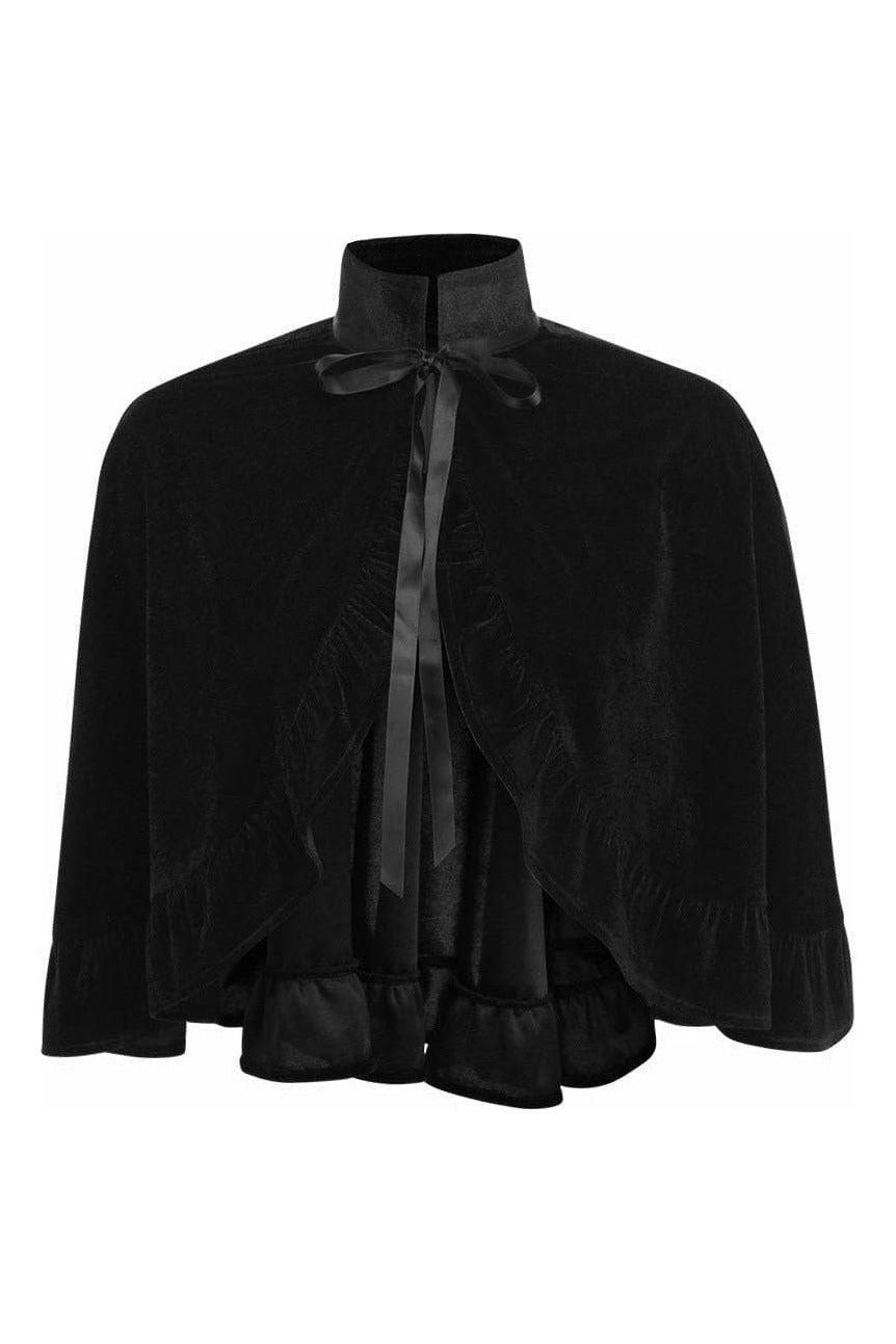 Daisy Corsets Black Velvet Ruffle Cape - Daisy Corsets - Flyclothing LLC