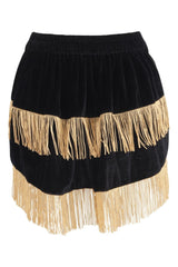 Daisy Corsets Black Velvet w/Gold Fringe Burlesque Bustle Skirt - Daisy Corsets