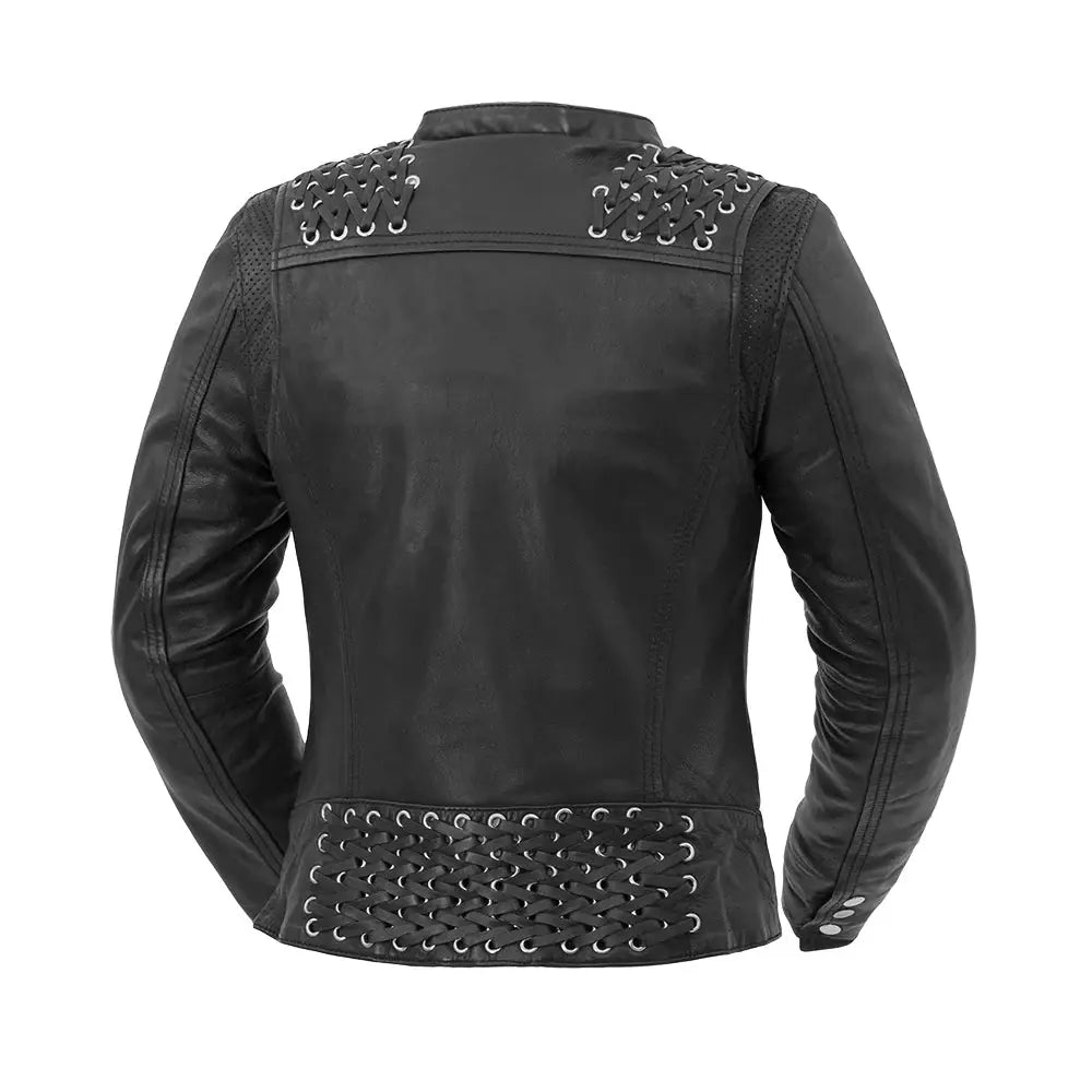 Black Widow - Women's Motorcycle Leather Jacket - First Manufacturing Company - Flyclothing LLC