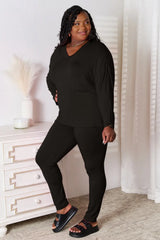 Basic Bae Full Size V-Neck Soft Rayon Long Sleeve Top and Pants Lounge Set - ShopBasicbae - Flyclothing LLC