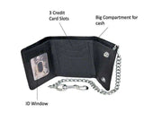 Small Brown Trifold Leather Biker Chain Wallet - Unik Just for Bikers - Flyclothing LLC