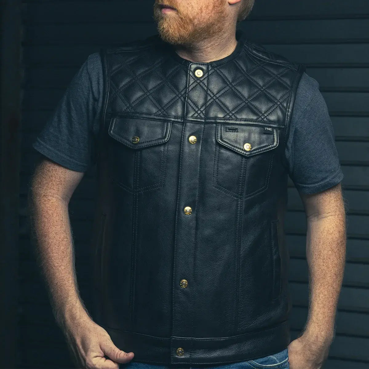 Shell Shock Men's Motorcycle Leather Vest (limited edition) - First Manufacturing Company - Flyclothing LLC