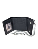 Small Brown Trifold Leather Biker Chain Wallet - Unik Just for Bikers - Flyclothing LLC