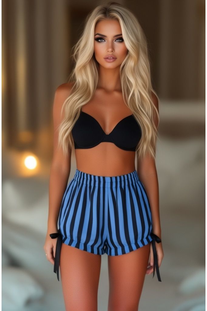 Daisy Corsets Black/Blue Striped Bloomers - Daisy Corsets