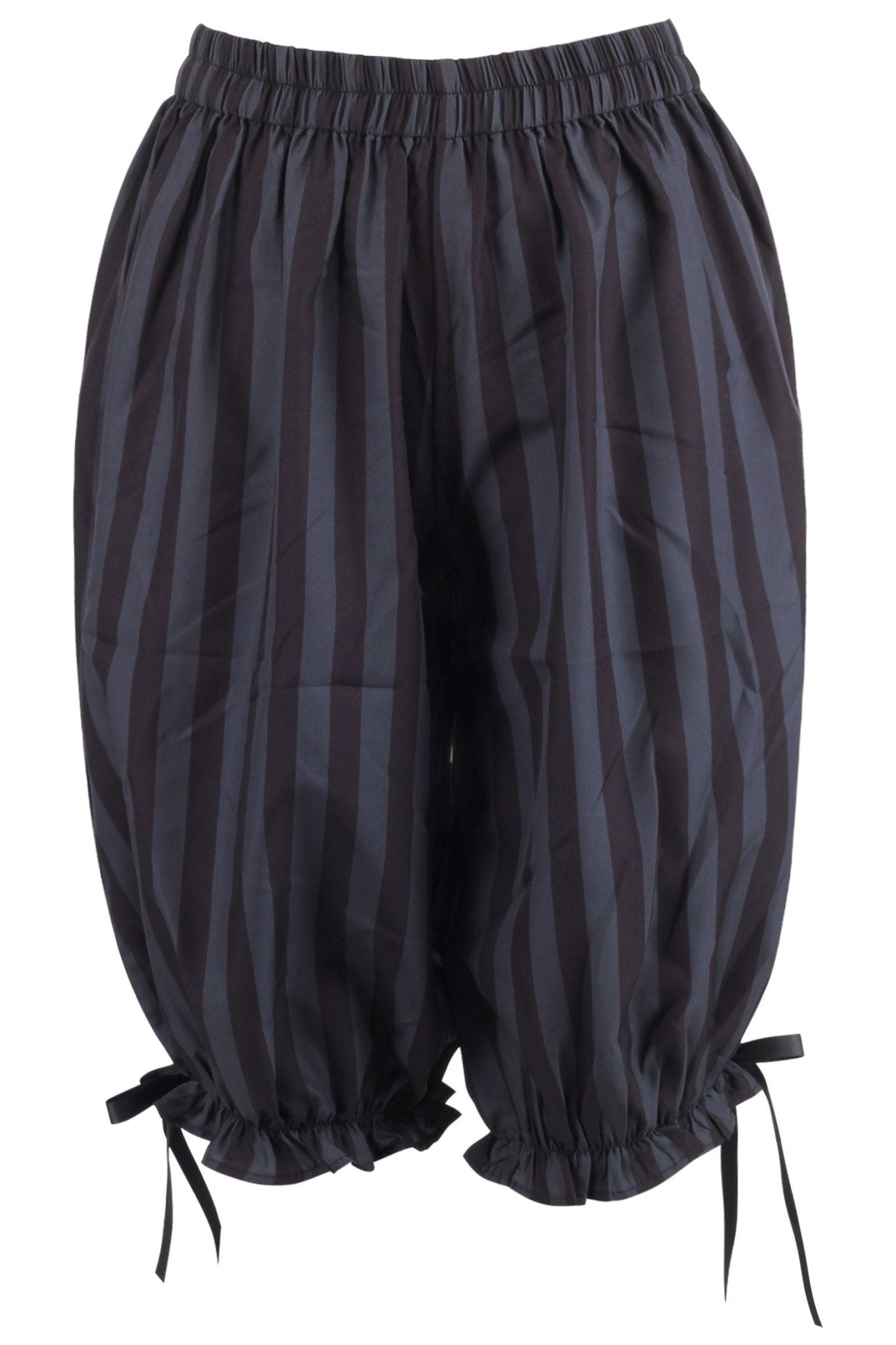Daisy Corsets Black/Dark Grey Striped Crepe Long Bloomers - Daisy Corsets
