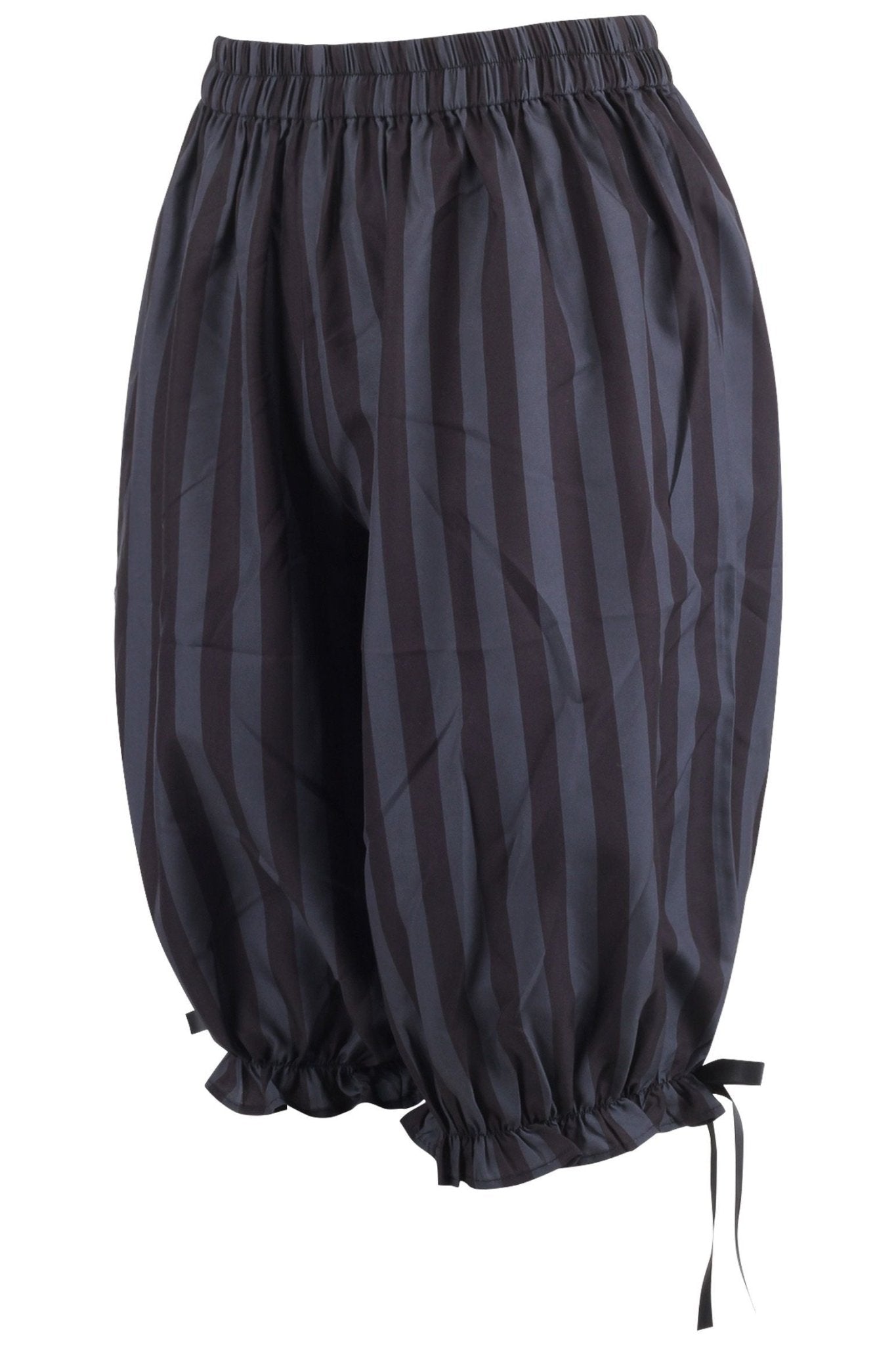 Daisy Corsets Black/Dark Grey Striped Crepe Long Bloomers - Daisy Corsets