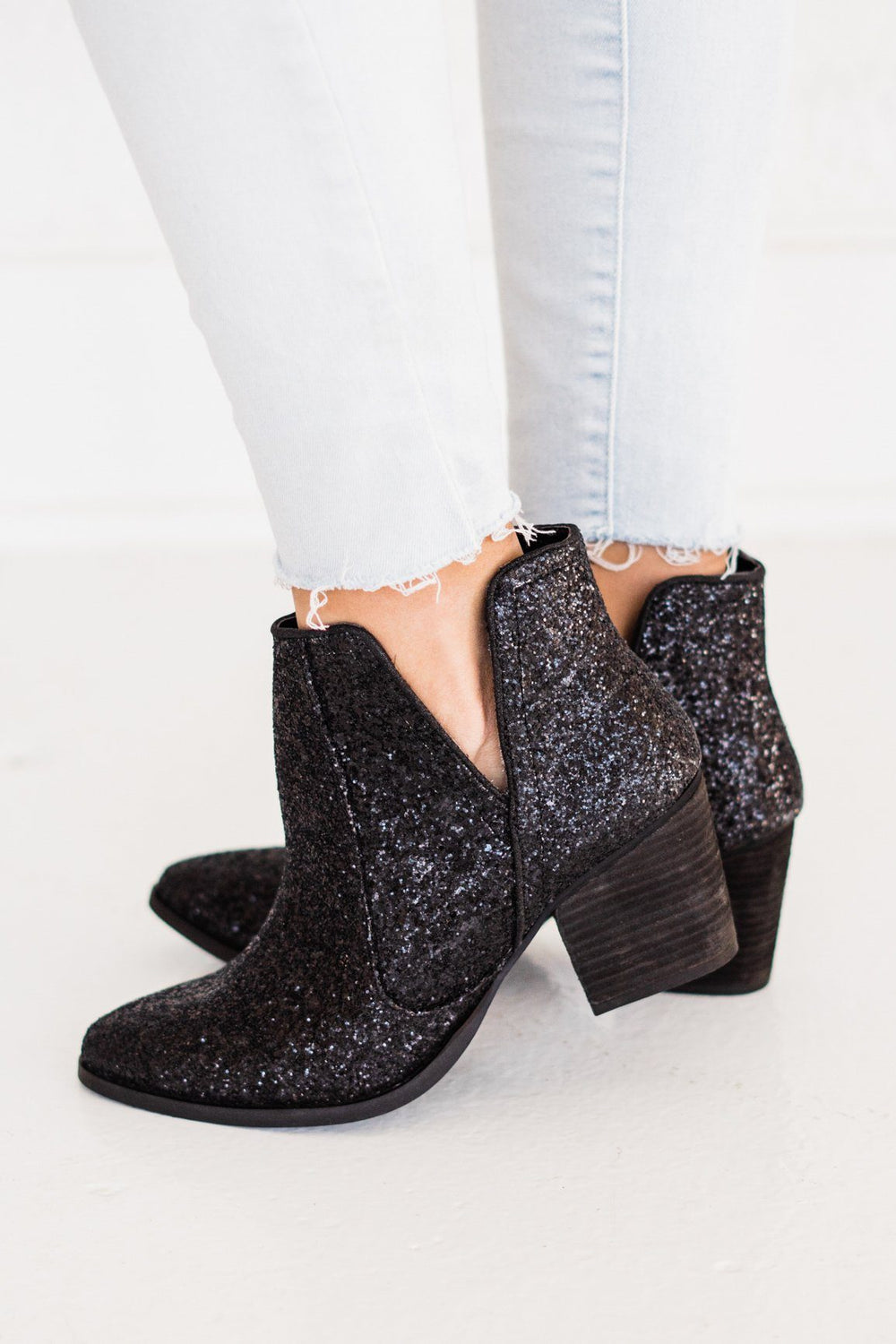 Fiera Glitter Booties in Black - Naughty Monkey
