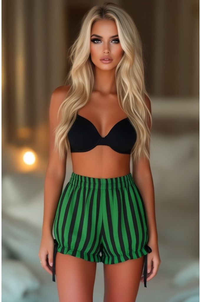 Daisy Corsets Black/Green Striped Bloomers - Daisy Corsets
