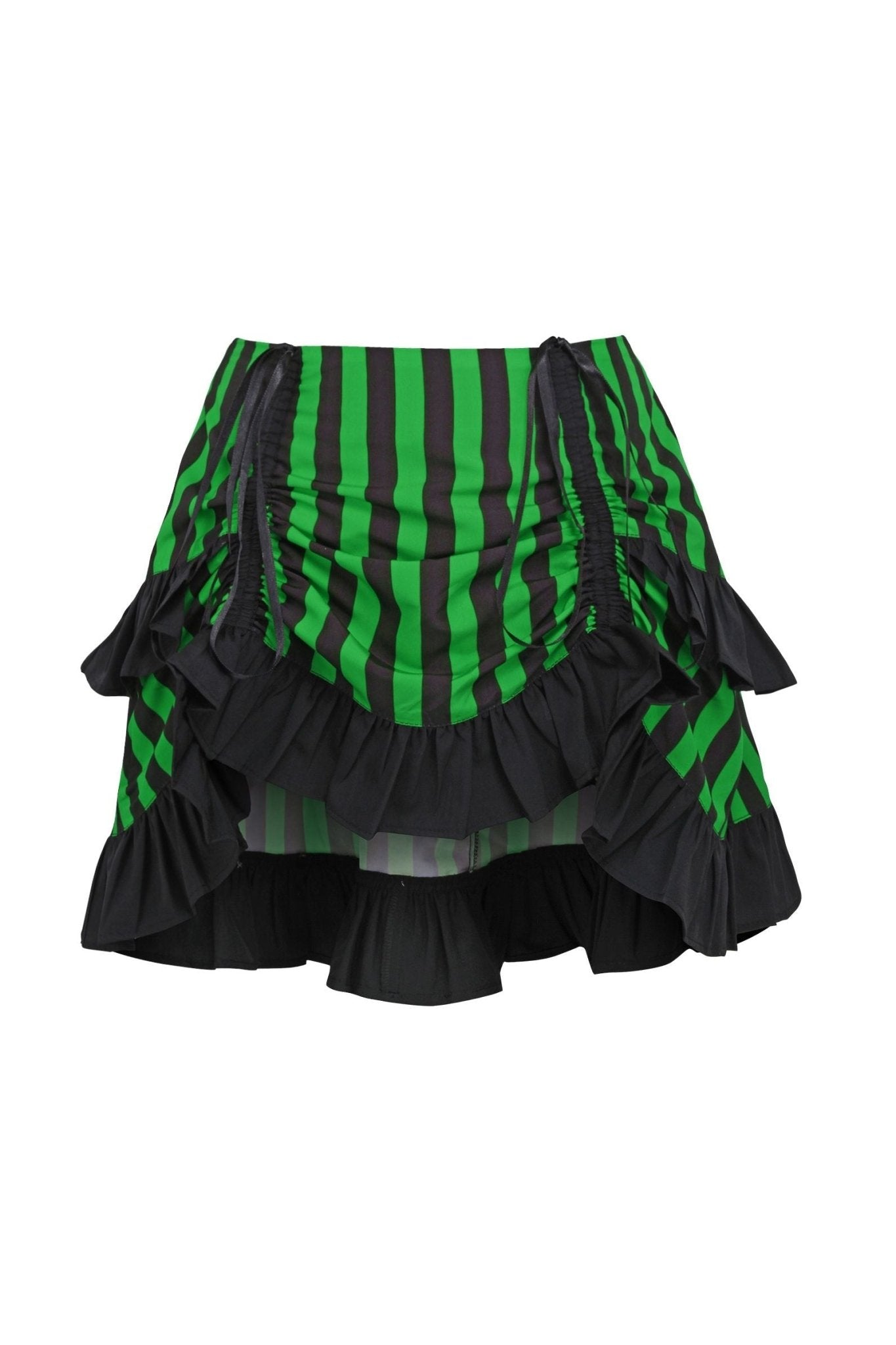 Daisy Corsets Black/Green Striped Ruched Bustle Skirt - Daisy Corsets