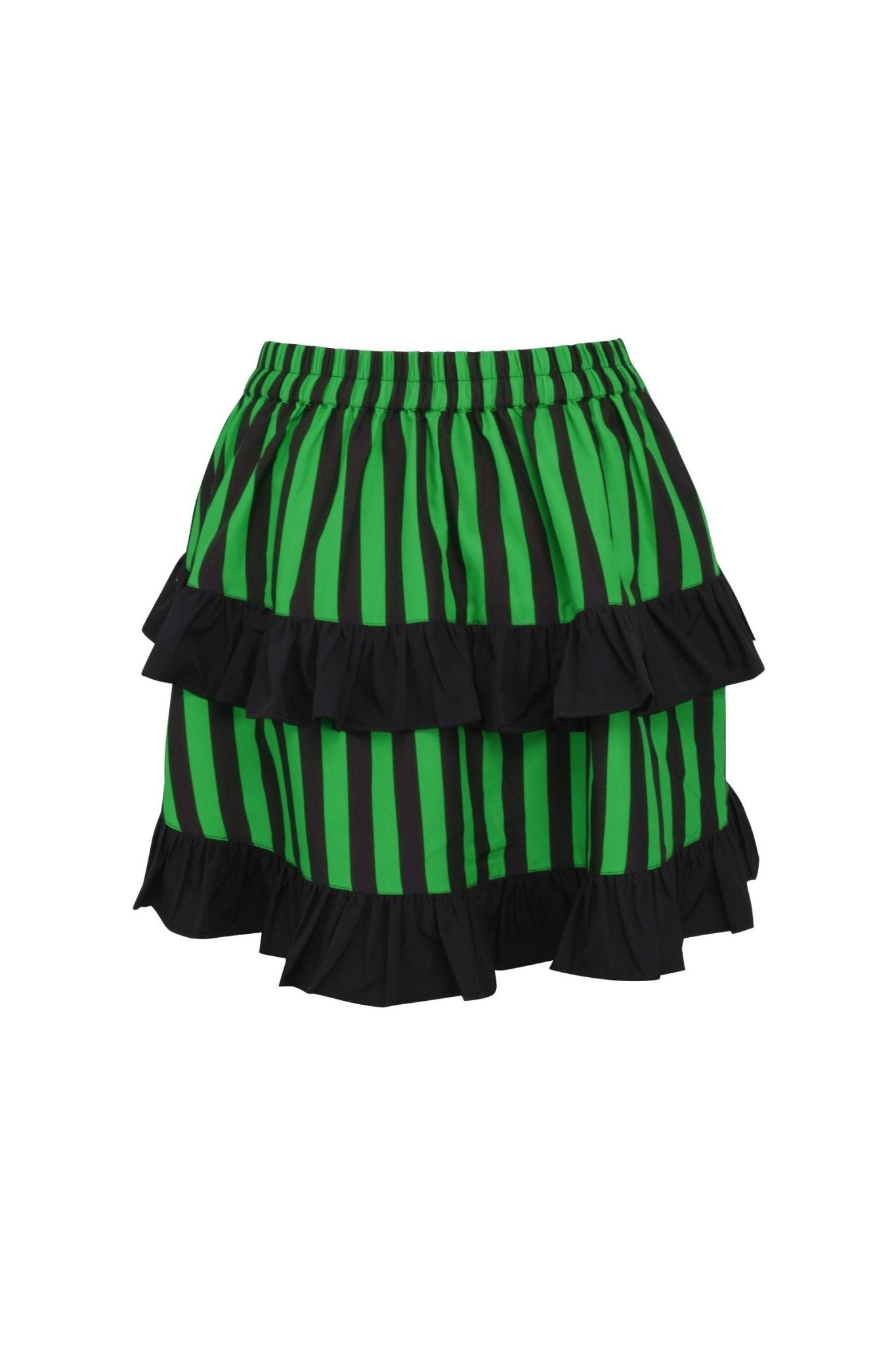 Daisy Corsets Black/Green Striped Ruched Bustle Skirt - Daisy Corsets