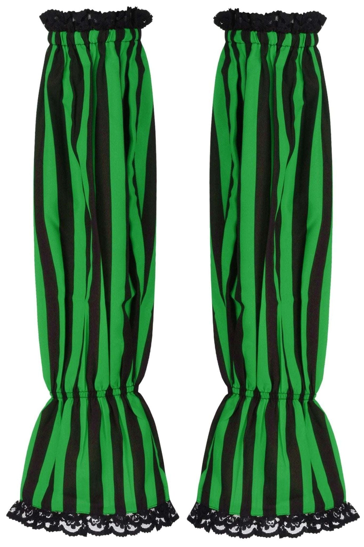 Daisy Corsets Black/Green Striped Smocked Sleeves - Daisy Corsets - Flyclothing LLC