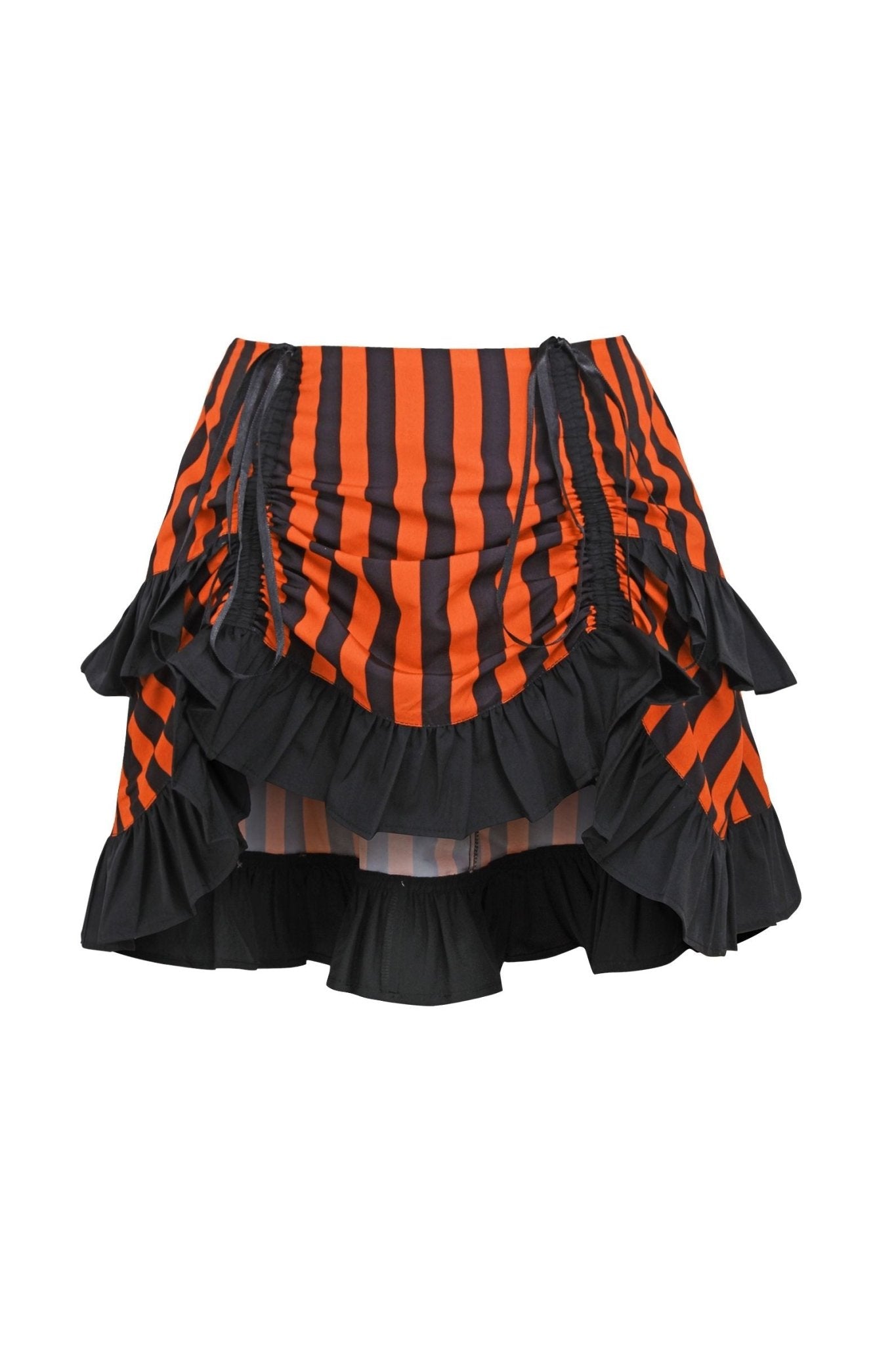 Daisy Corsets Black/Orange Striped Ruched Bustle Skirt - Daisy Corsets