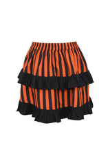 Daisy Corsets Black/Orange Striped Ruched Bustle Skirt - Daisy Corsets