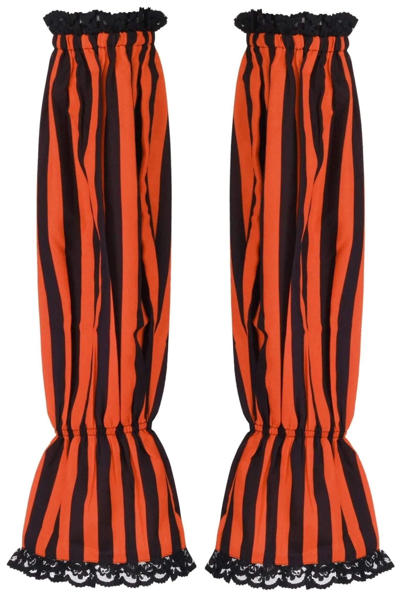 Black/Orange Striped Smocked Sleeves - Daisy Corsets - Flyclothing LLC