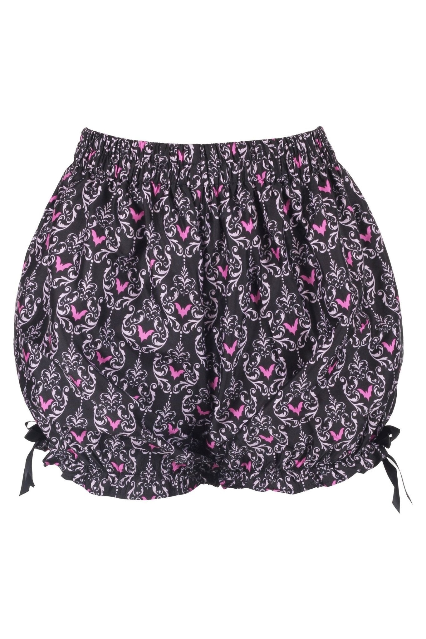 Daisy Corsets LIMITED EDITION Black/Pink Damask Bats Crepe Bloomers - Daisy Corsets