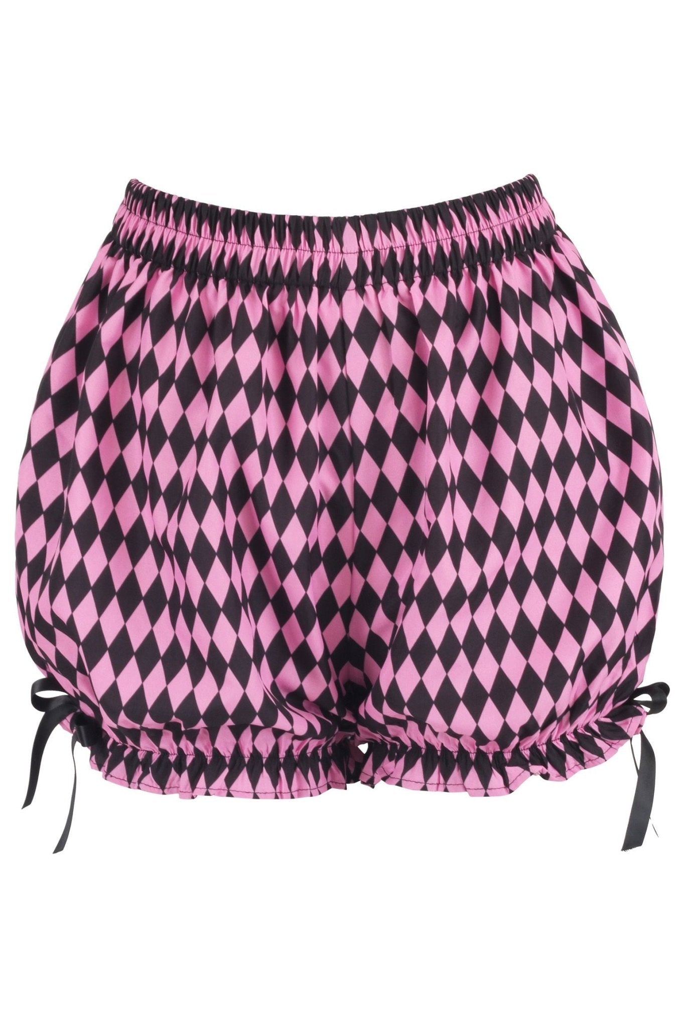 Daisy Corsets LIMITED EDITION Black/Pink Diamond Print Harlequin Pattern Crepe Bloomers - Daisy Corsets