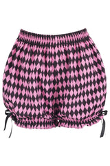 Daisy Corsets LIMITED EDITION Black/Pink Diamond Print Harlequin Pattern Crepe Bloomers - Daisy Corsets