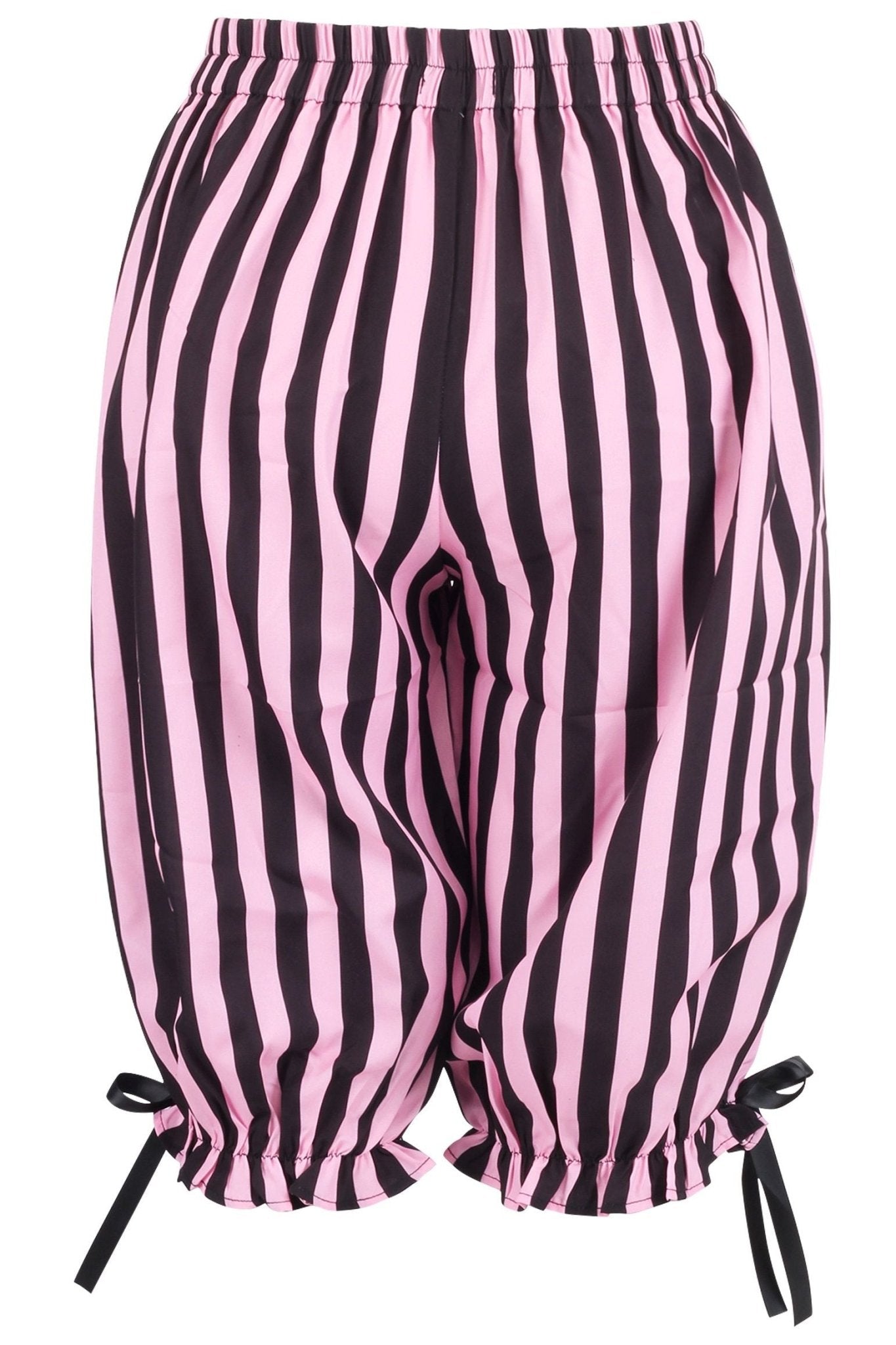 Daisy Corsets Black/Pink Striped Crepe Long Bloomers - Daisy Corsets