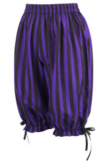 Daisy Corsets Black/Purple Striped Crepe Long Bloomers - Daisy Corsets