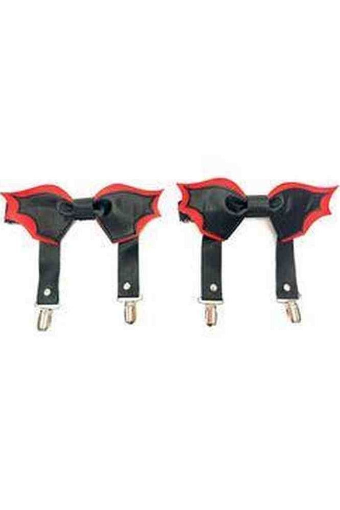 Daisy Corsets Black/Red Bat Leg Garters - Daisy Corsets