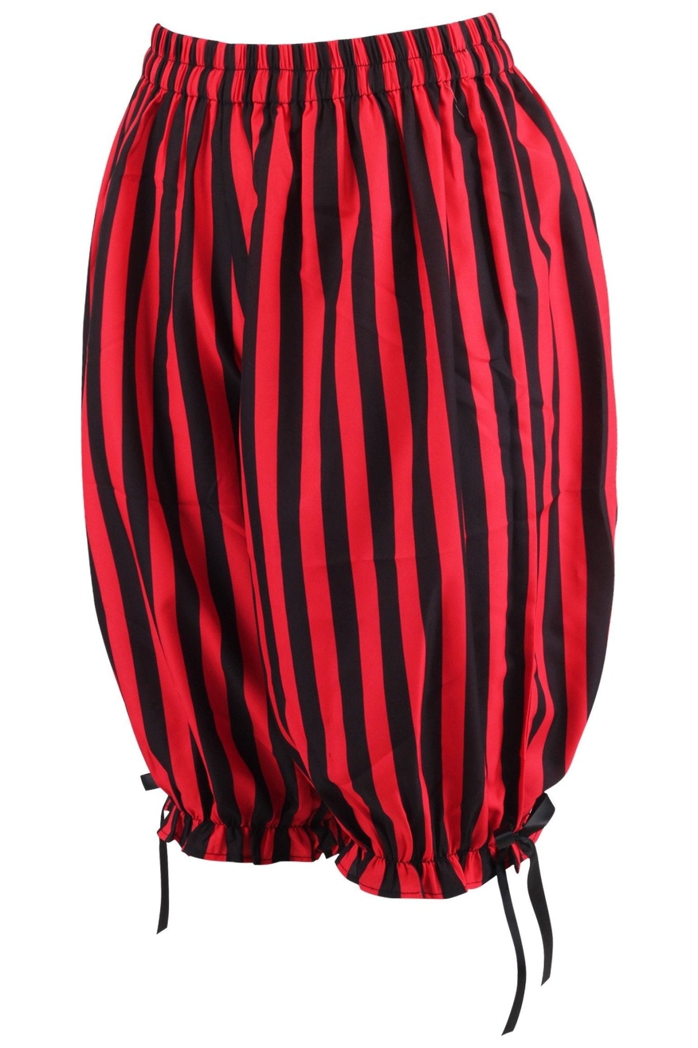 Daisy Corsets Black/Red Striped Crepe Long Bloomers - Daisy Corsets