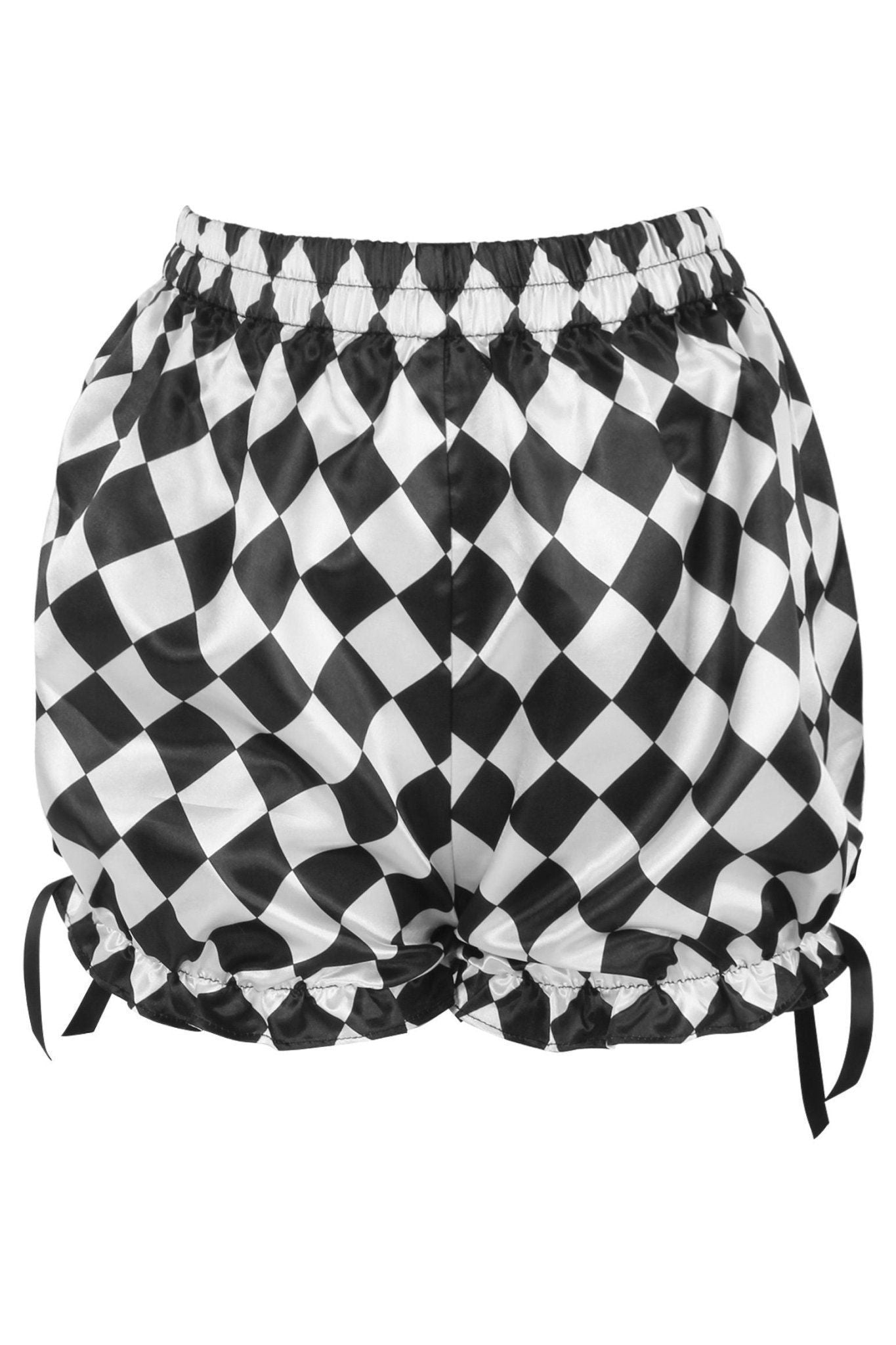 Daisy Corsets Black/White Diamond Print Satin Bloomers - Daisy Corsets