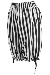 Daisy Corsets Black/White Striped Crepe Long Bloomers - Daisy Corsets