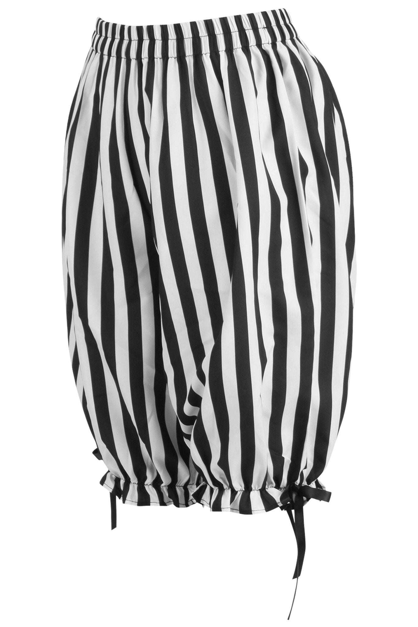 Daisy Corsets Black/White Striped Crepe Long Bloomers - Daisy Corsets