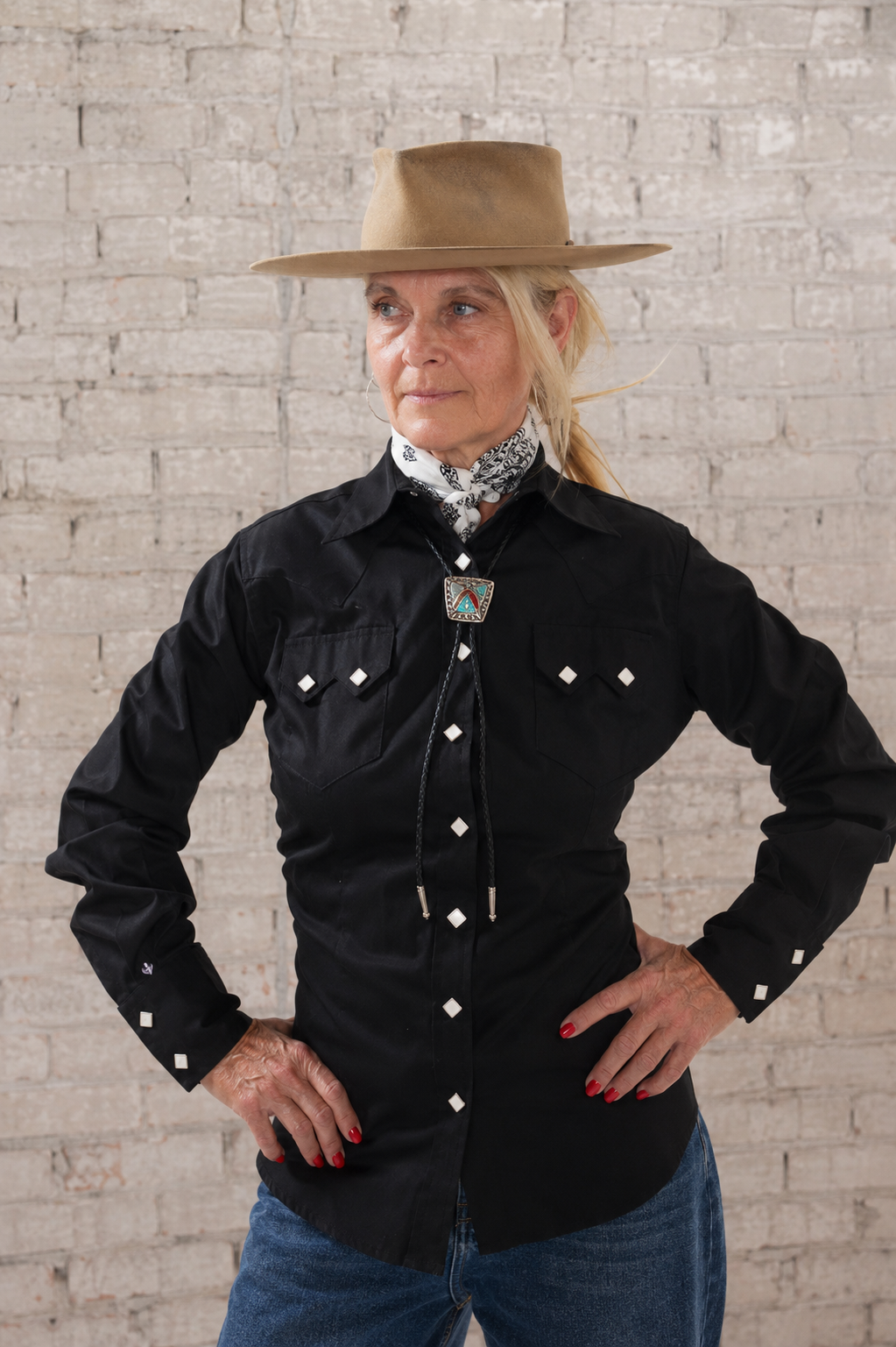 Rockmount Ranch Wear Women's Solid Black Cotton Blend Western Shirt - Rockmount Clothing - Flyclothing LLC