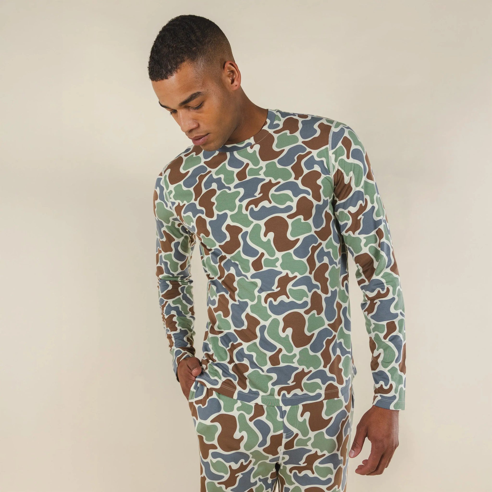 The Blender | Grey Duck Camo SleepDeep™ Men’s Long Sleeve Pajama Shirt - Shinesty - Flyclothing LLC