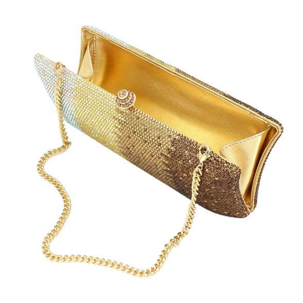 Bling Ombre Rhinestone Evening Clutch Tote Bag - Madeline Love - Flyclothing LLC