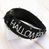 Bling Studded HALLOWEEN Message Pointed Stone Cluster Embellished Knot Headband - Madeline Love - Flyclothing LLC