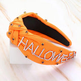 Bling Studded HALLOWEEN Message Pointed Stone Cluster Embellished Knot Headband - Madeline Love - Flyclothing LLC