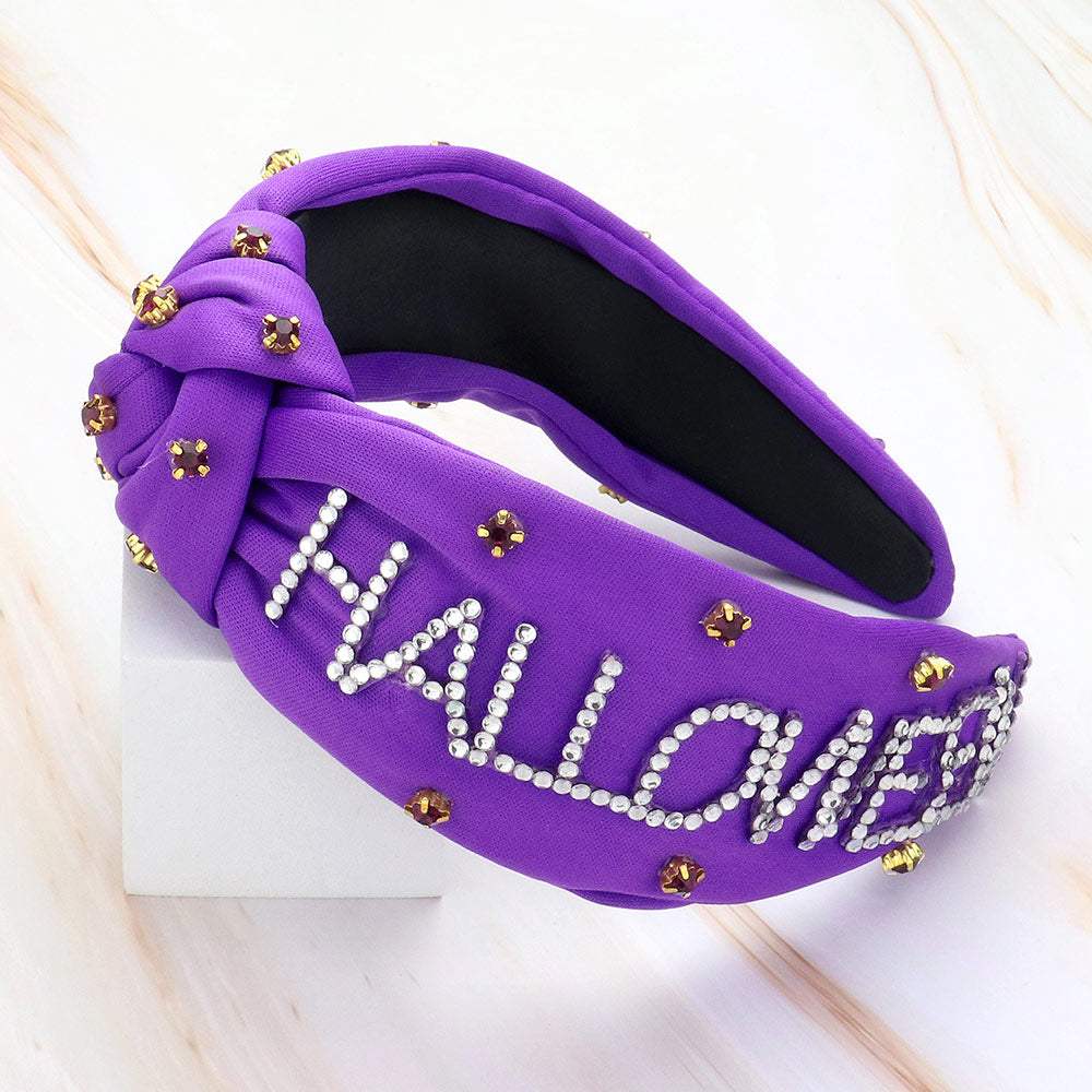 Bling Studded HALLOWEEN Message Pointed Stone Cluster Embellished Knot Headband - Madeline Love - Flyclothing LLC