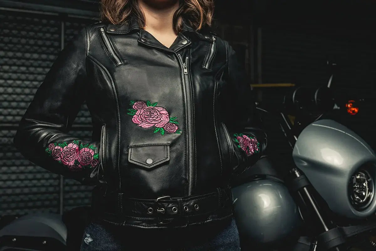 Bloom - Women's Motorcycle Leather Jacket - First Manufacturing Company - Flyclothing LLC