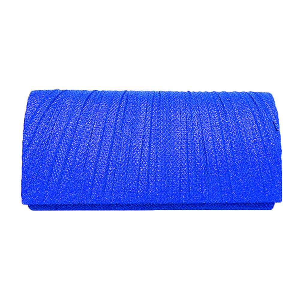 Pleated Shimmery Evening Clutch Crossbody Bag - Madeline Love - Flyclothing LLC