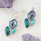 Blue Abalone Fire Sterling Silver Cluster Earrings - Barse Jewelry