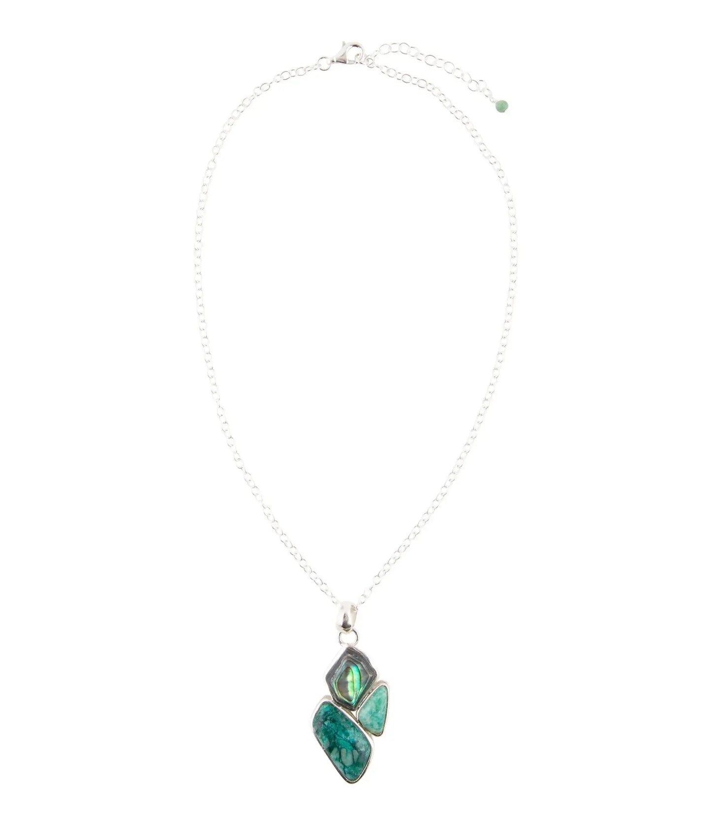 Blue Abalone Fire Sterling Silver Cluster Pendant Necklace - Barse Jewelry - Flyclothing LLC