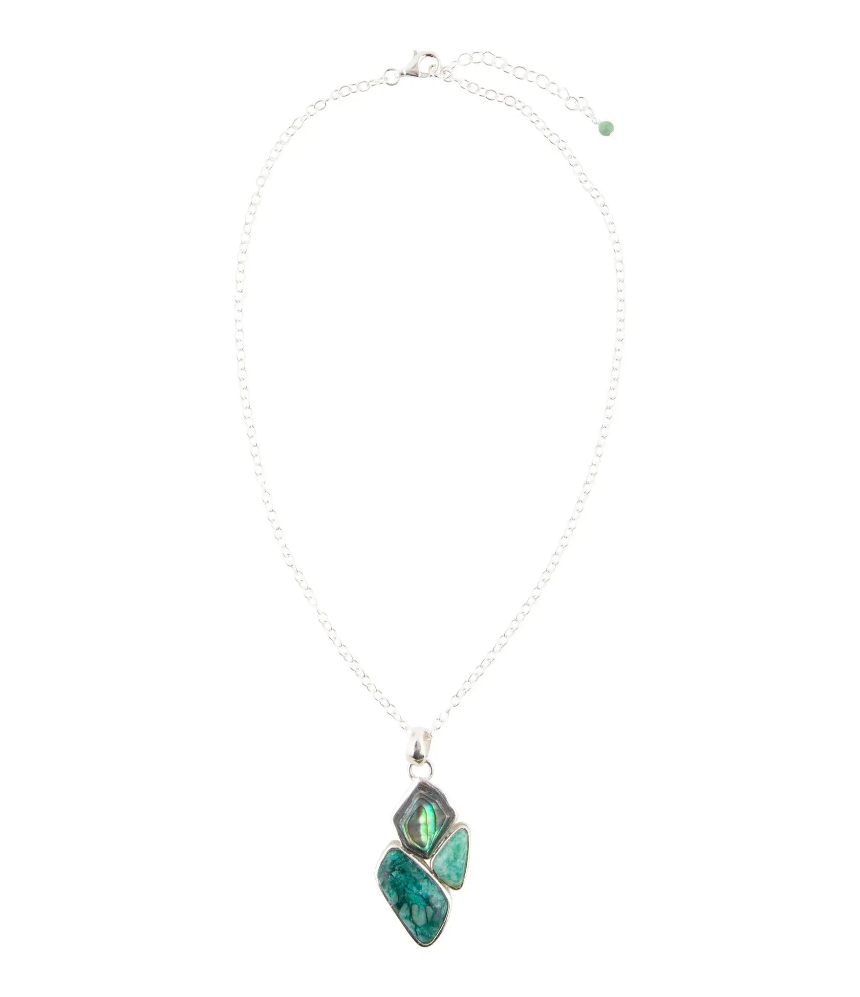 Blue Abalone Fire Sterling Silver Cluster Pendant Necklace - Barse Jewelry - Flyclothing LLC