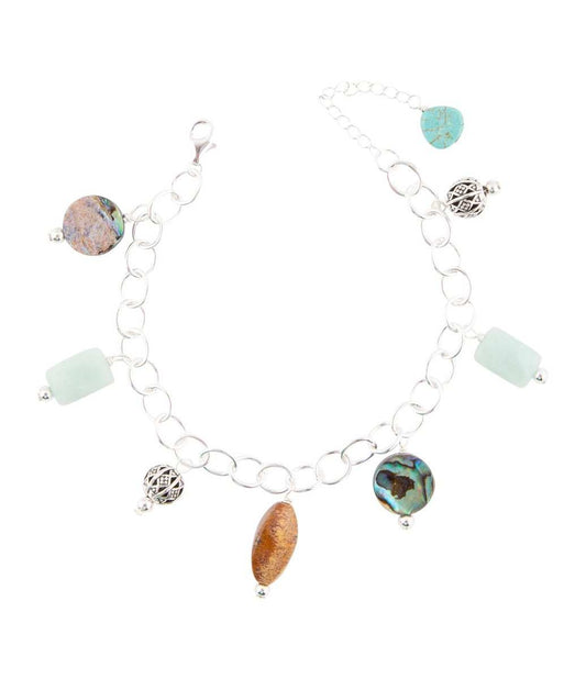 Blue Abalone Sterling Silver Charm Bracelet - Barse Jewelry - Flyclothing LLC