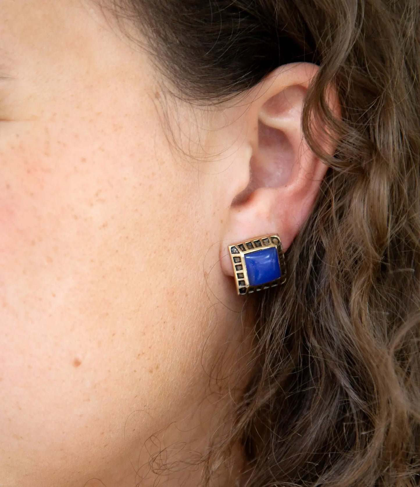 Blue Agate Golden Clip Earrings - Barse Jewelry - Flyclothing LLC