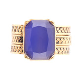 Blue Agate Stackable Golden Three Set Ring - Barse Jewelry