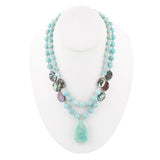 Blue Amazonite and Abalone Pendant Necklace