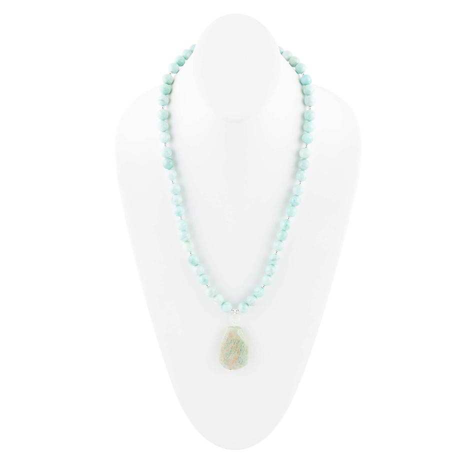 Blue Amazonite Sterling Silver Pendant Necklace - Barse Jewelry - Flyclothing LLC