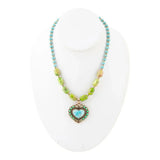 Legacy Heart Lime Green and Blue Turquoise Golden Pendant Necklace - Barse Jewelry - Flyclothing LLC