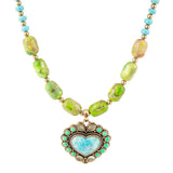 Legacy Heart Lime Green and Blue Turquoise Golden Pendant Necklace - Barse Jewelry - Flyclothing LLC