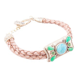 Legacy Lime Green and Blue Turquoise Braided Leather Bracelet - Barse Jewelry